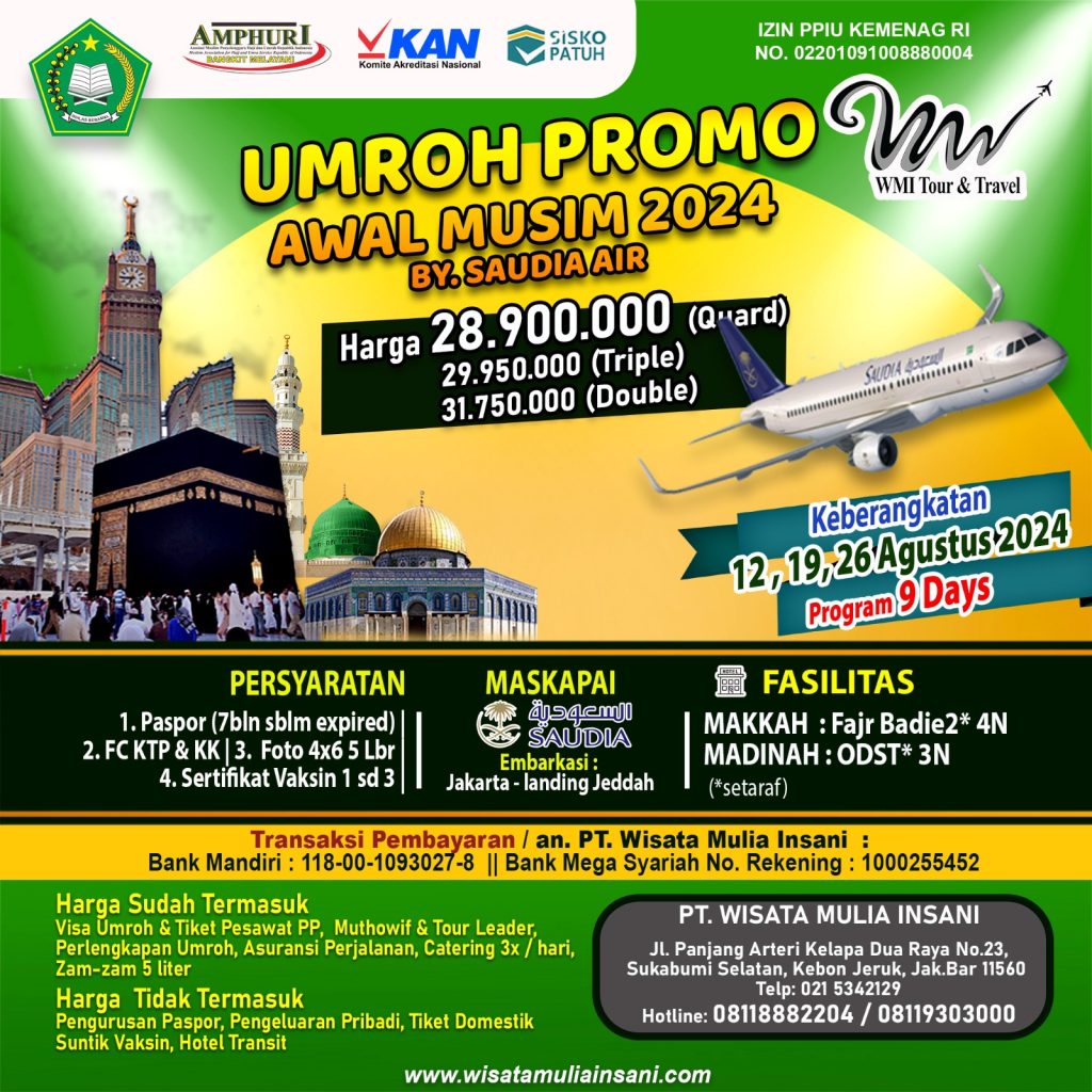 Umroh Promo Awal Musim by Saudia PT Wisata Mulia Insani