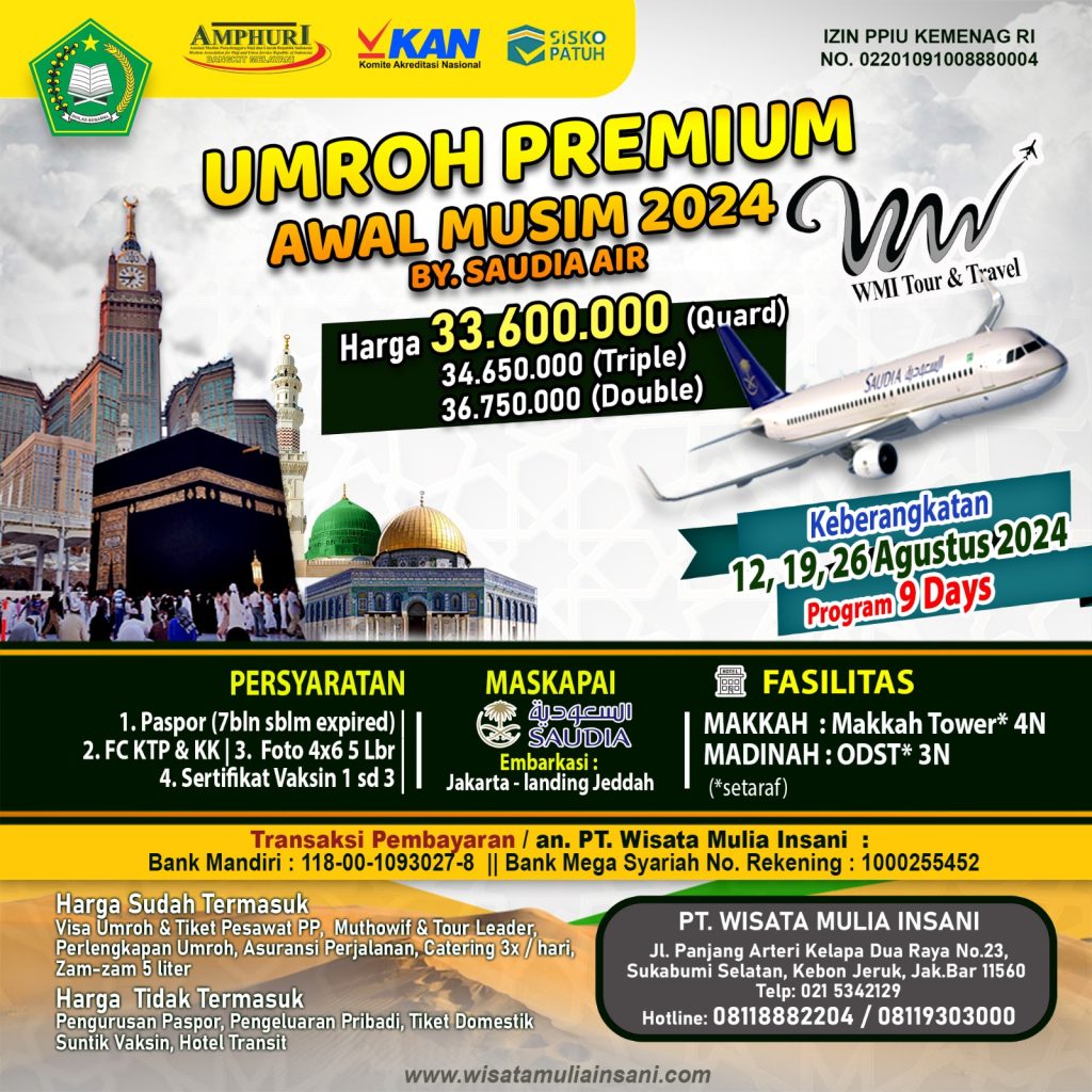 Umroh premium Awal musim PT Wisata Mulia Insani