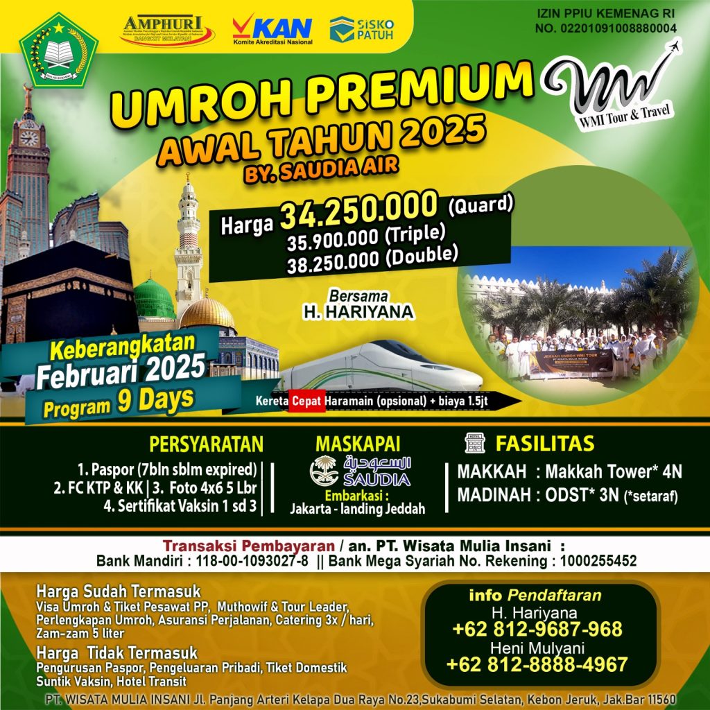 Umroh premium awal musim PT Wisata Mulia Insani 2