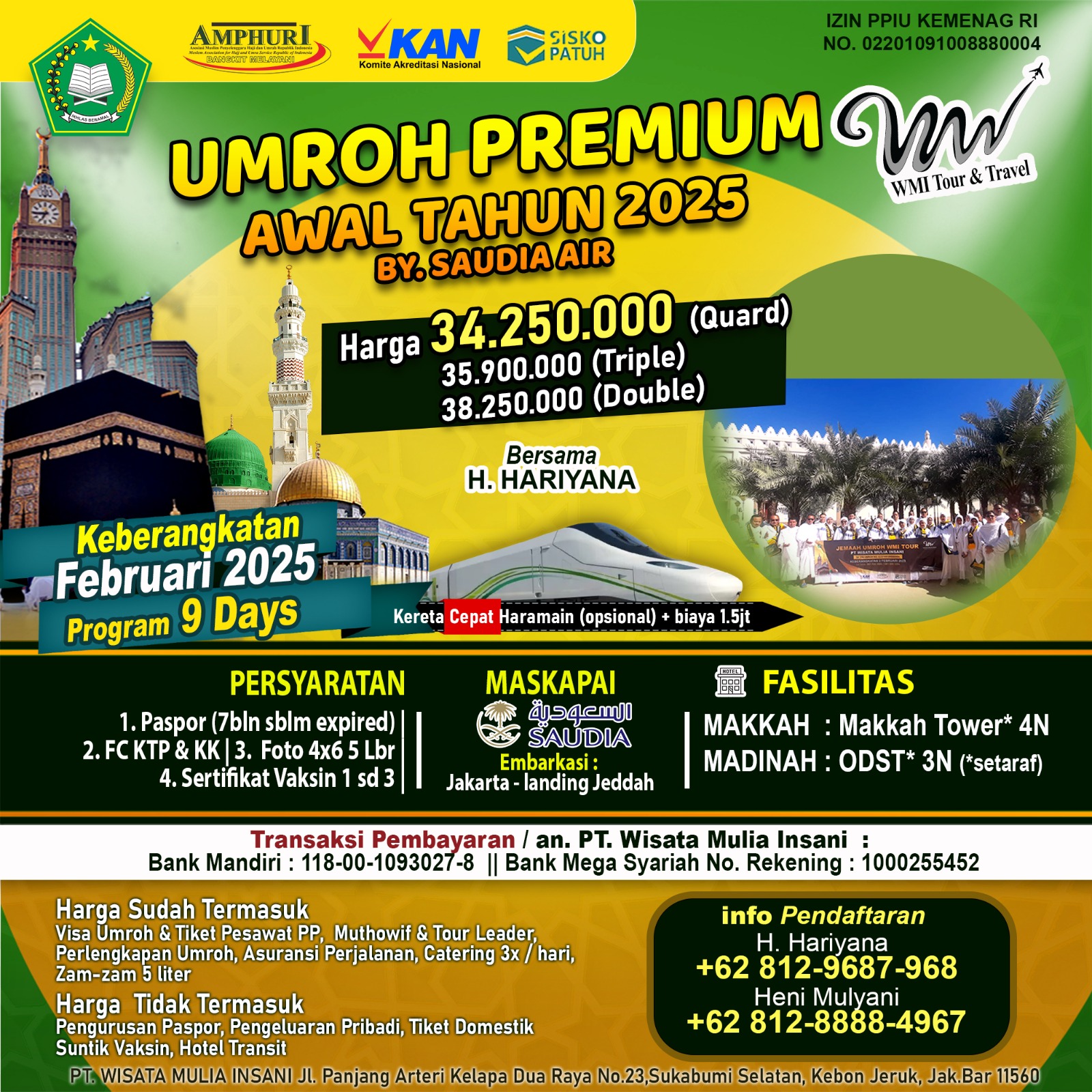 Umroh premium awal musim PT Wisata Mulia Insani 2