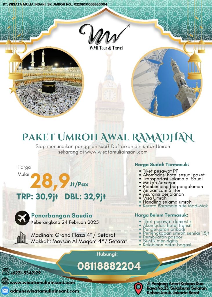 Paket Umroh Awal Ramadhan 2025 Wisata Mulia Insani by DIM Kreatif
