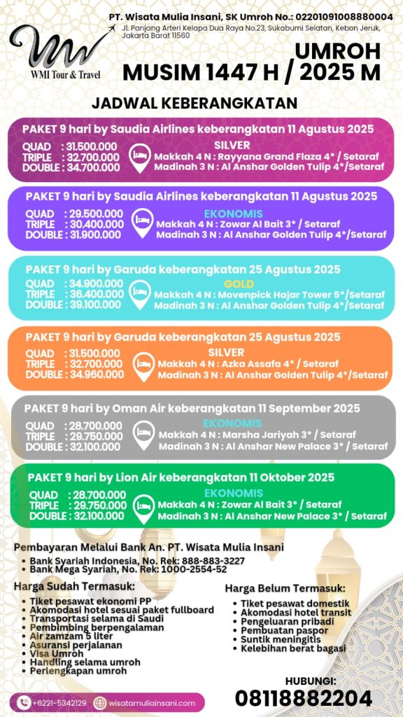 Wisata Mulia Insani - Jadwal Keberangkatan Umroh desain web by DIM Kreatif