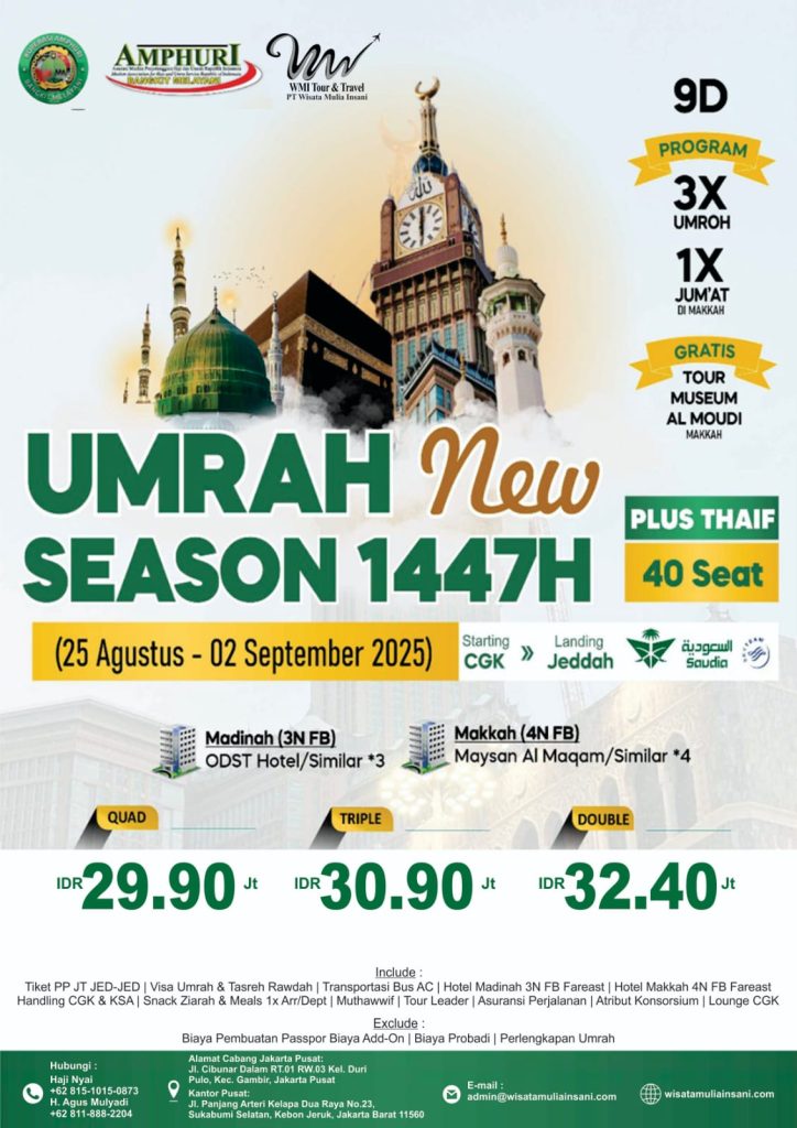Umroh Agustus 9 Hari Paling Murah Wisata Mulia Insani